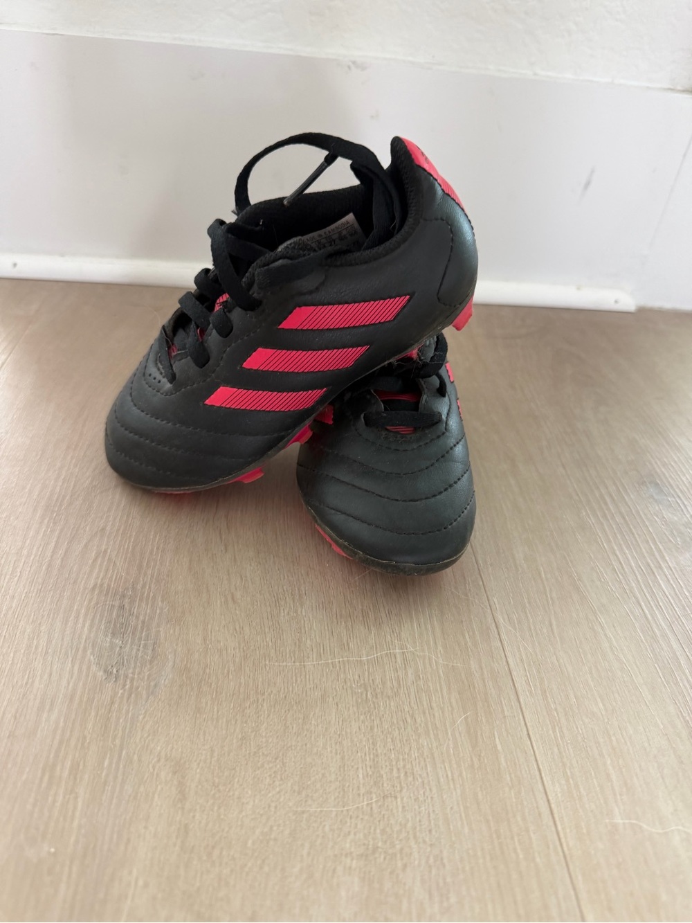 adidas Kids Black with Pink Accent Soccer Cleats